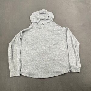 89th + Madison Womens Gray Heathered Hooded Pullover Button Shoulder Top Size M